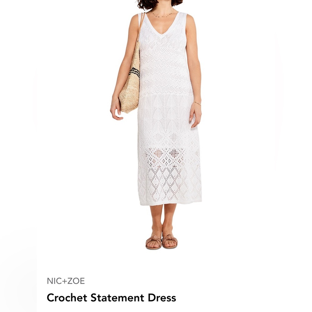 NWT NIC+ZOE White Crochet Statement Midi Dress XXL